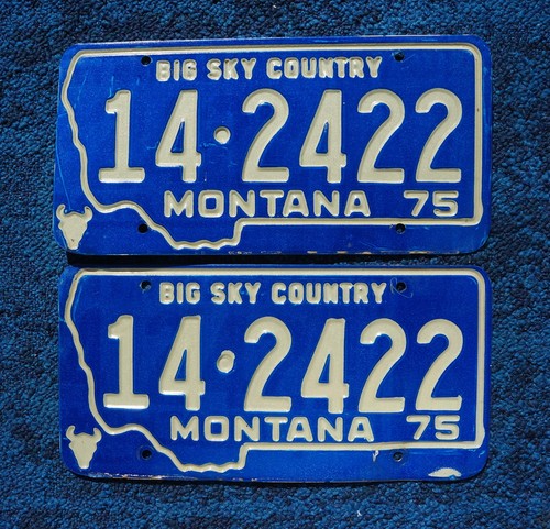 1975 MONTANA License Plate Plates PAIR / SET