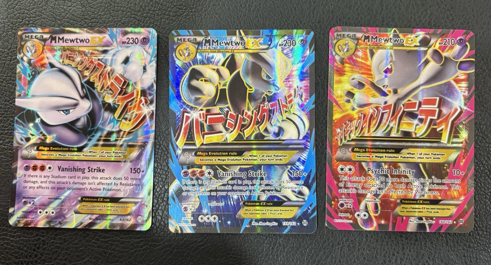 Pokemon TCG M Mewtwo 2 EX Full Art Holo & Ex Mega BREAKthrough 159, 160, 63