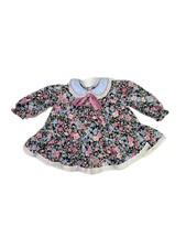 Vintage 1980s Bryan Baby Girl's 12M Dress Button Back Lace Trim Floral