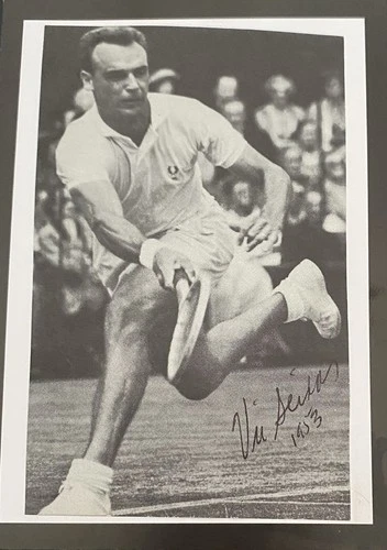 Vic Sexias American Tennis Player Original Signed Photo On a 6 X 4 Card