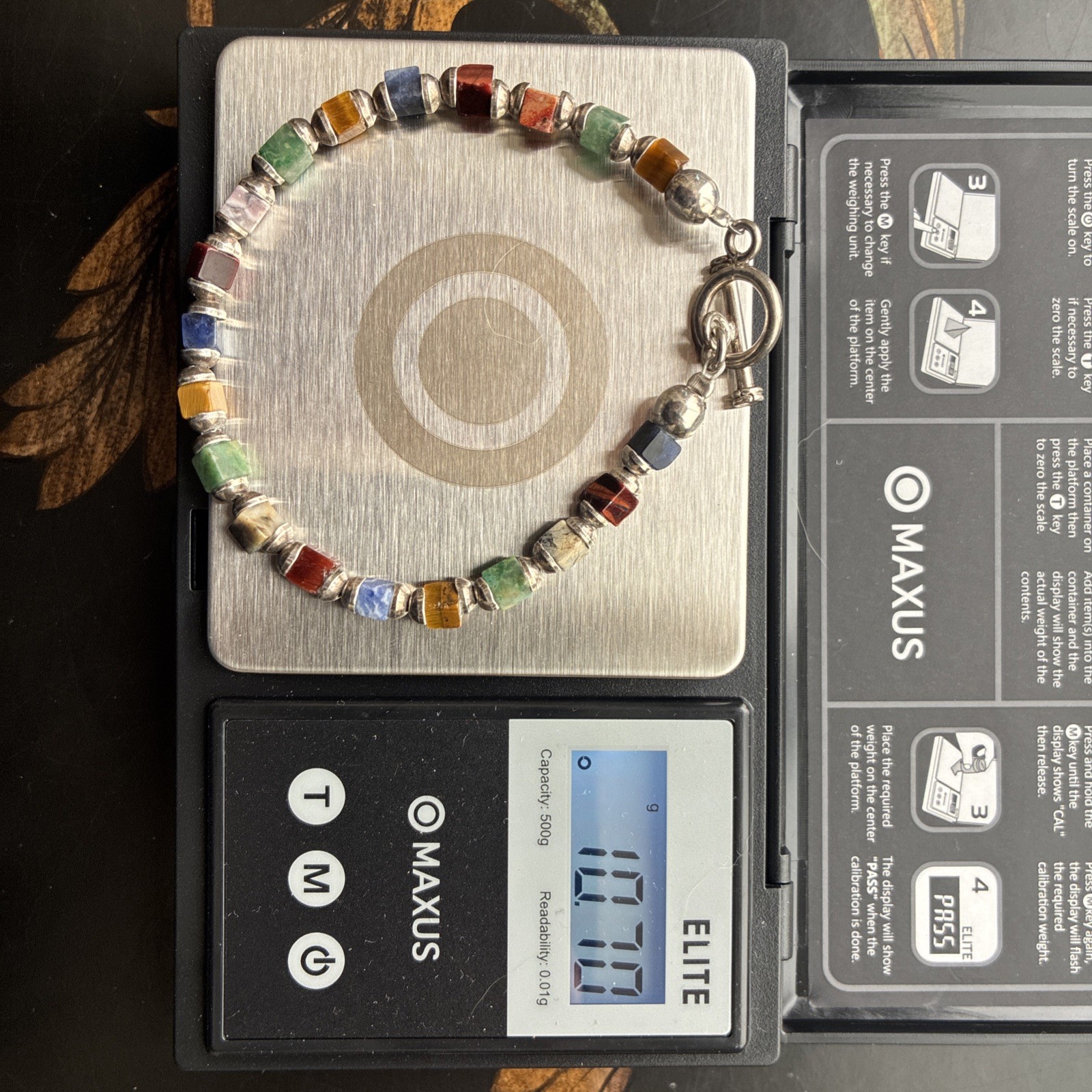 Sterling Silver Tested Multi Gemstone Cube Bracel… - image 12