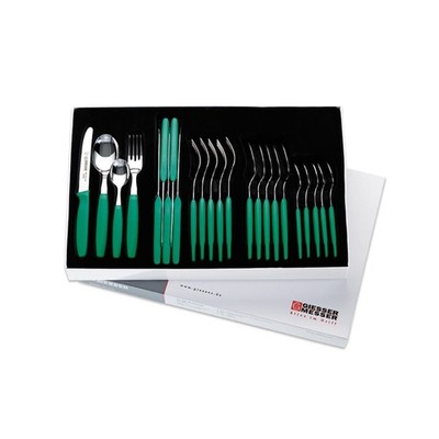 24er Besteckset Giesser Messer Gabel Esslöffel Teelöffel Tomatenmesser 11cm grün
