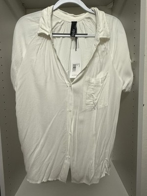 bobi Ivory Button-Up Shirt Dress Size L