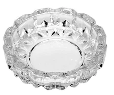 Elegant Heavy Duty Crystal Glass Round Ashtray Stylish Modern Design 5 Dia
