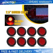 Set8 2.5" Round 13 LED Red Light Truck Trailer Side Marker Clearance RV Flush