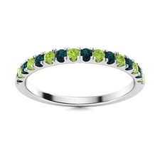 925 Sterling Silver Round Peridot  London Blue Topaz Half Eternity Women Ring