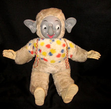 My Toy "Rubber Face Elephant Plush" Fabric Suspenders Vintage 50s 60s AS IS