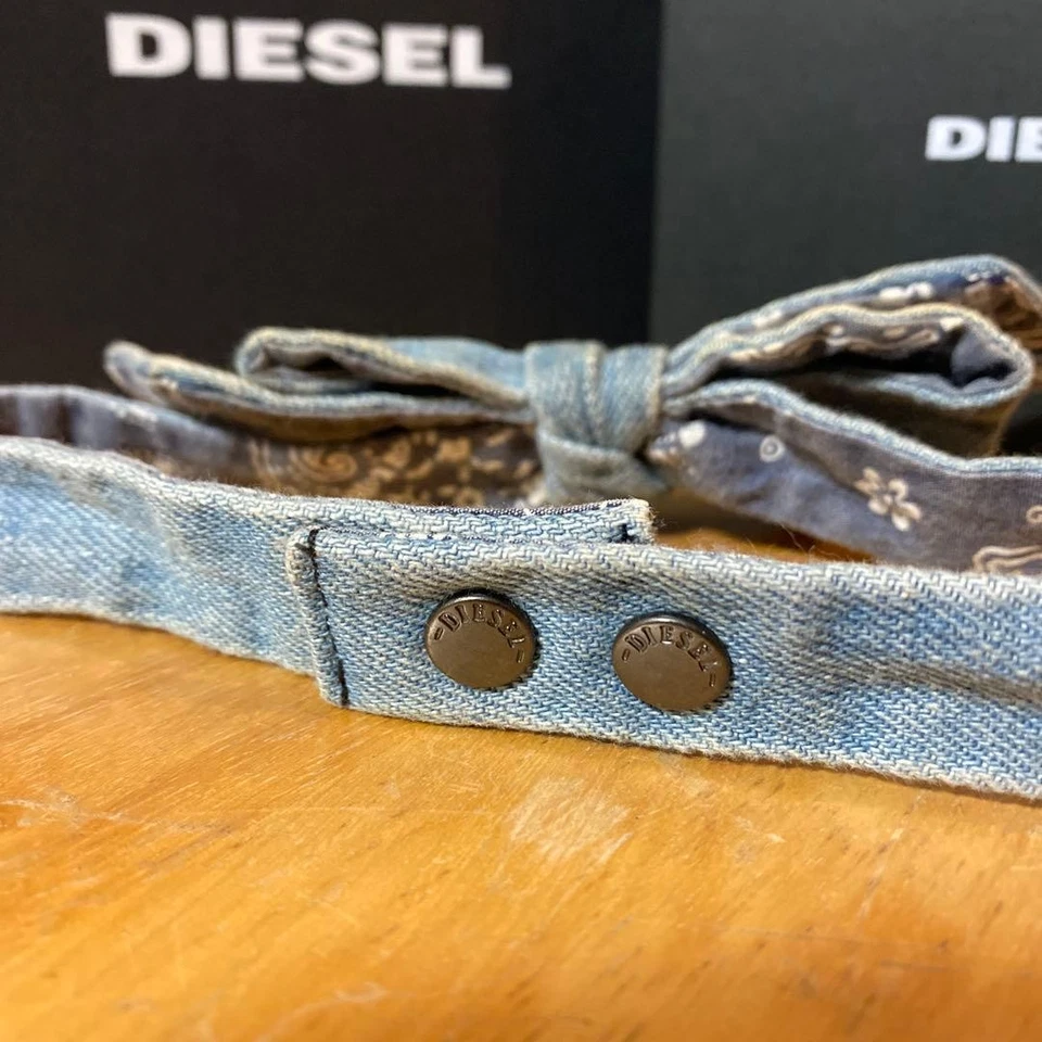 Pajarita de mezclilla de lujo DIESEL Italia para hombre vintage tela de mezclilla accesorio de diseñador Foto 3 de 3