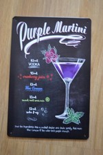PURPLE MARTINI COCTAIL Blechschild - Retro - Vintage - Werbeschild - Deko