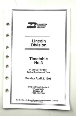 LAST BN Lincoln division ETT #3 04/02/1995 Burlington Northern Railroad
