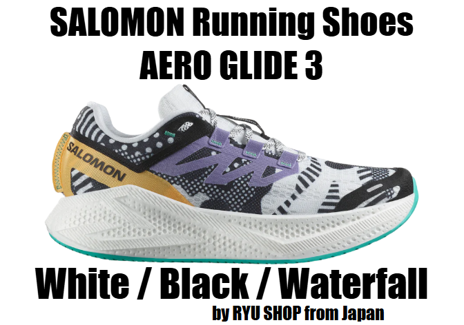 SALOMON Men's Running Shoes AERO GLIDE 3 L47759900 White / Black / Waterfall
