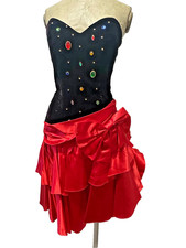 Vintage  90's Prom Strapless Dress  By Zum Zum In Black & Red Sz 7