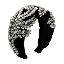 Big Wide Crystal Rhinestone Headband Women Baroque Decorative White