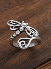 Boho Antique Silver Dragonfly Ring Size 10 Retro Women Fashion Jewelry