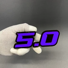 Set of (2) 5.0 Car Emblem Badges Racing Aggressive Purple on Black Fender Badges