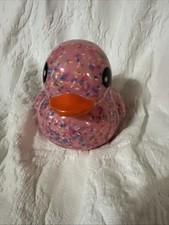 Extra Big Confetti Pink Rubber Duck Large 6  Sparkly Bath Toy