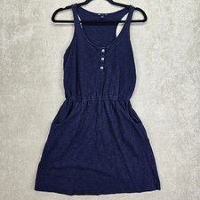 Gap Womens Racer Back Above The Knee Jersey Dress Blue W/ Pockets Size Xs 