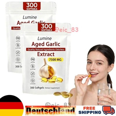 Elare Aged Garlic Extract, 300 Softgels, 7500mg Odorless | Heart & Immune