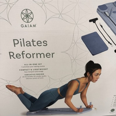 Gaiam Blue Crunch Machine Non-Slip Foldable Set w/ Bands, Bars, Mat, Handles