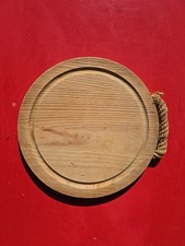 Planche à Pain ancienne Ronde Poignée en Corde Bois à Découper Billot Boucher 