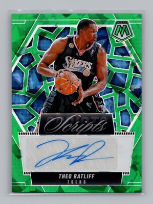 2024-25 Mosaic NBA #MS-TEO Theo Ratliff Green Cracked Ice Scripts Auto PHI 76ers