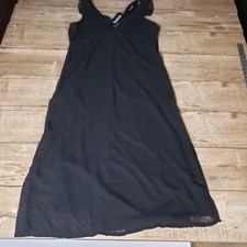 NWT BOOHOO Plus Dobby Frill Detail Midi Dress Women 16 Black Y2K 90s Style Sheer