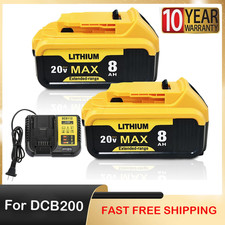 1x/2x For DeWalt 20V 20 Volt Max XR 8.0AH Lithium Ion Battery DCB200 DCB206
