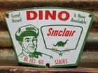 VINTAGE SINCLAIR PORCELAIN SIGN OLD 1957 GASOLINE MOTOR OIL DINO GAS PUMP PLATE