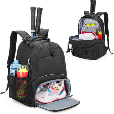DSLEAF Tennisrucksack Für 2 Schläger, Tennistasche Mit Separatem Belüftetem Schu
