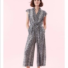 REBECCA TAYLOR Silk Snake Print Jumpsuit Wide Leg Pockets 495 Posh Chic 6 B10