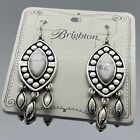 Brighton Pebble Dot Dream French Wire Earrings Silver Tone White New $78