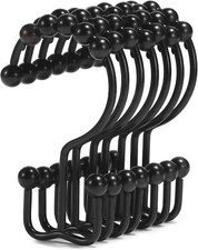Shower Curtain Hooks, Shower Curtain Rings, Stainless Steel Black Shower Curtai