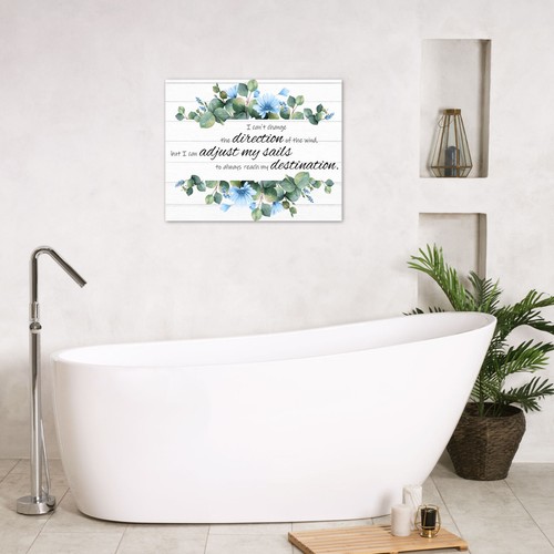 Arte de pared de lienzo botánico vintage floral azul jardín para baño sala de estar - Imagen 5 de 16