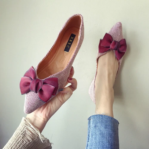 Women's flat shoes Soft soled flat heel shoes Large bow knot women's shoes