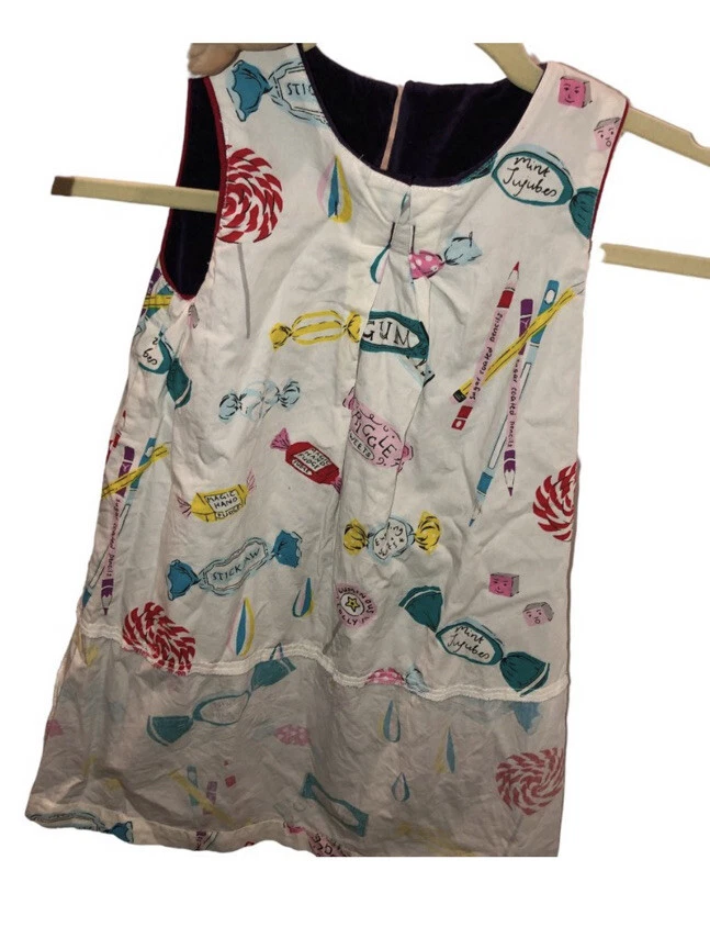 Mini Boden-talla 3/4-EASTER-Roald Dahl-púrpura-vestido-lentejuelas arco-Willy Wonka- Foto 2 de 4