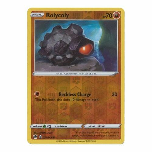 ROLYCOLY 078/163 BATTLE STYLES POKEMON - IN HAND (REVERSE HOLO, NM)