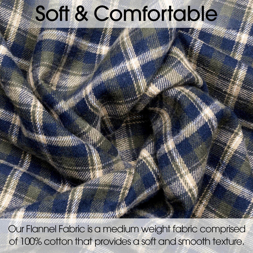 Tela de franela de algodón a cuadros tostado y verde - 60" de ancho - Se vende por yarda y perno Foto 3 de 4