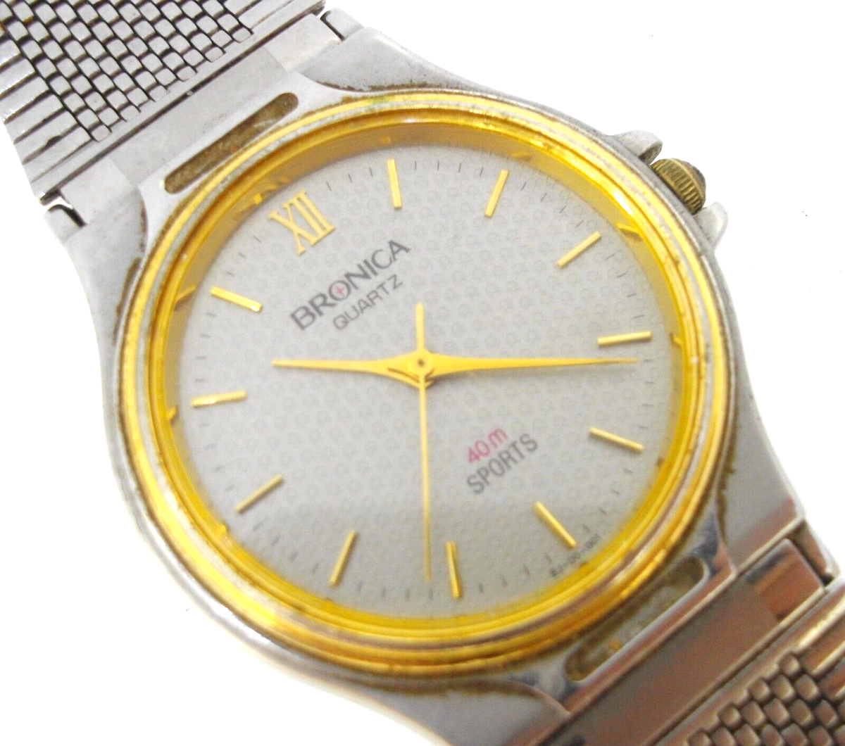 Bronica Quartz Watch Two-tone 40 m Sports NO BJ -00-001 Japan
