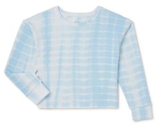 Girls XL 14/16 PLUS Tie Dye LS Sweatshirt Cropped Ribbed Cuffs Blue Activewear