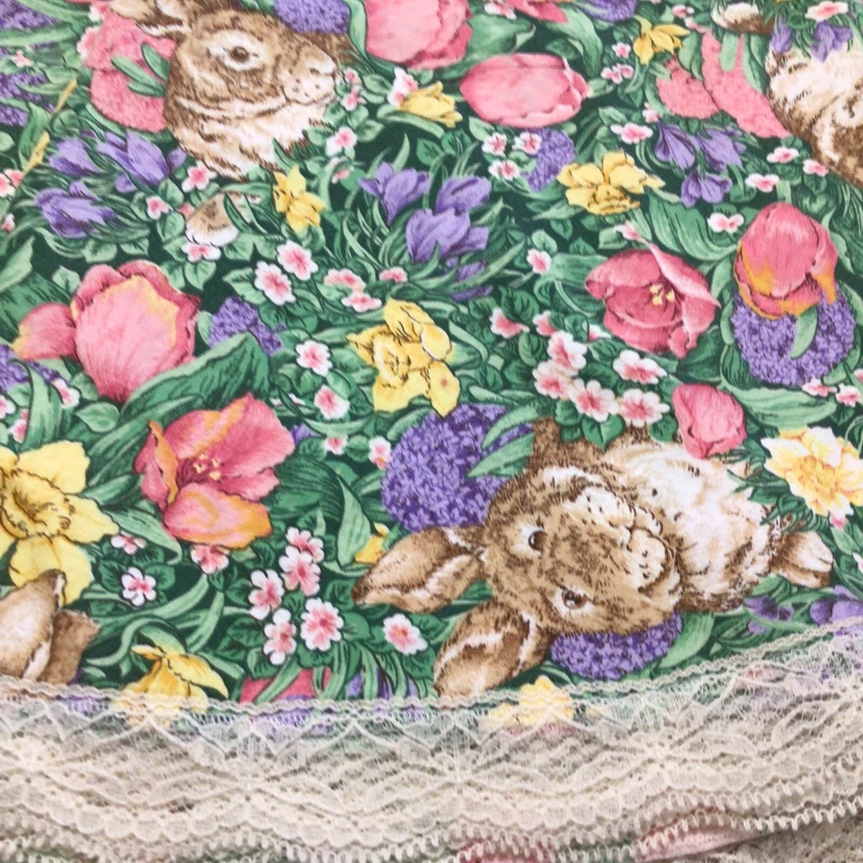 Conejito de Pascua Floral Jardín Pequeño Redondo 50" Ligero Mantel Borde de Encaje Foto 2 de 4