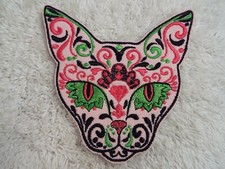 Pink Green Tapestry CAT 4-3/4" Embroidery Iron-on Patch E23 