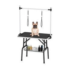 42" Pet Dog Grooming Table Foldable Adjustable Arm Non Slip Desktop Storage Tray