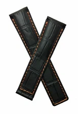 20/18 mm BLACK/ORANGE CROCODILE-STYLE LEATHER WATCH STRAP fit sTAG Heuer CARRERA