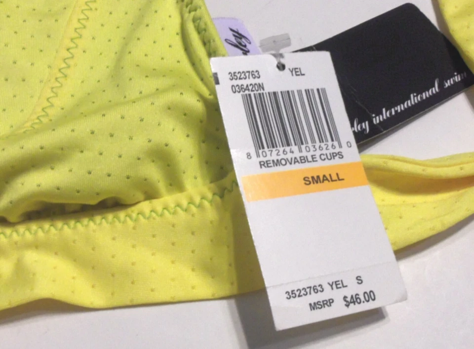 Traje de baño bikini halter a lunares amarillo Hurley talla pequeña nuevo con etiquetas $84 Foto 3 de 4