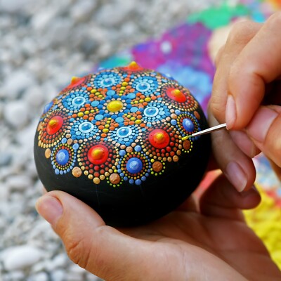 13 Pcs Mandala Dotting Tools Set For Rock Painting & Nail Art - Double-Ended Stylus & Acrylic Rods-1172186