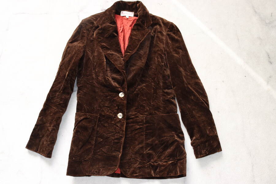 Evan Picone Dark Brown Chocolate Velvet Tuxedo Blazer Jacket Women’s Size 10