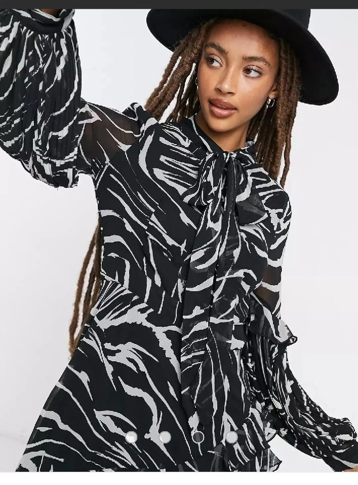 Topshop pleated dress in zebra print RRP 50 New eBay