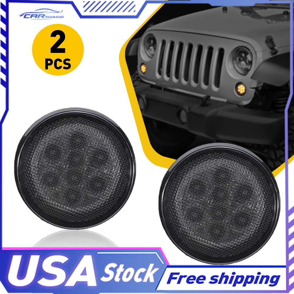 Jeep Wrangler JK 2007-2018 Smoked Front Turn Signal Light Housings