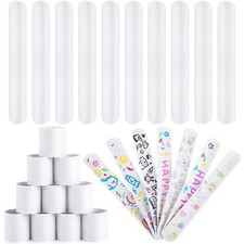 64 Pcs White Blank Slap Bracelets DIY Wristbands Party Favors for Kids Crafts