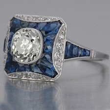 1.60Ct White Round Cut CZ Art Deco Engagement Ring In 925 Sterling Silver